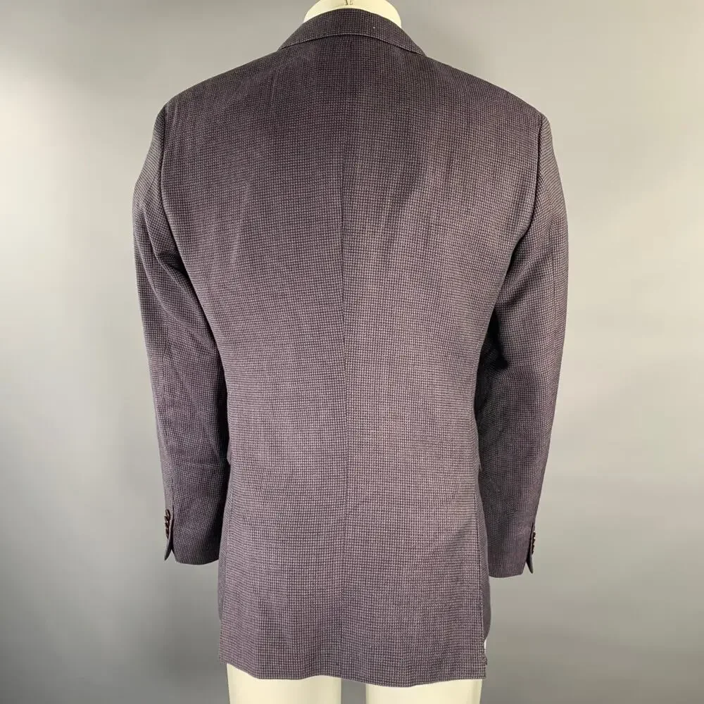 HUGO BOSS Size 38 Purple Check Wool Linen Sport Coat